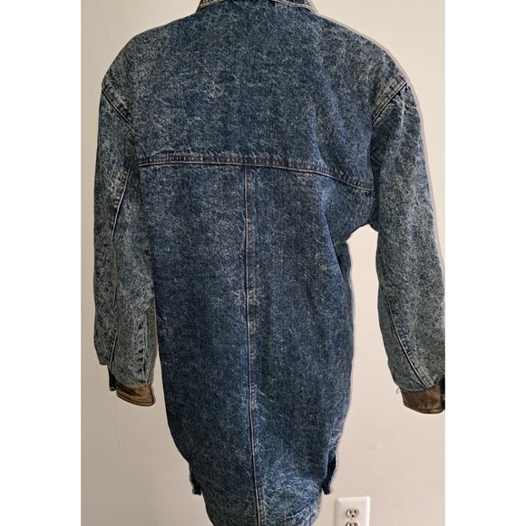 Vintage Andy Johns Denim Jacket – Lined & Insulated | Leather Trim | Size Small - Picture 8 of 13